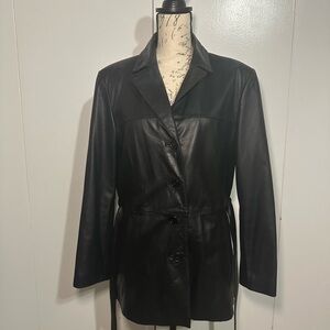 Vintage Outbrook Black Leather Jacket for Women